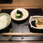 神楽坂 石かわ - 新米の釜炊き　鯛の身　海苔　あられ　香の物