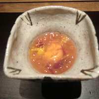 神楽坂 石かわ - 先付　いくら　うに　菊花のおしたし