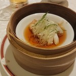 イカの葱、生姜セイロ蒸し