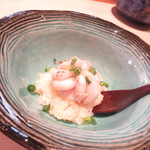 鮨処とうげ - １日８食限定・店主のこだわりランチ　１８００円（税込）の寿司屋の真だちのリゾットのアップ【２０１８年１２月】