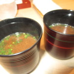 鮨処とうげ - １日８食限定・店主のこだわりランチ　１８００円（税込）の味噌椀のアップ【２０１８年１２月】