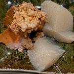 うを徳 - 2018.12 余市アンキモ燻製 シャリ煎餅 聖護院蕪