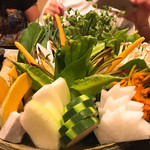 Junkettou Kin Agu Shabushabu Kin - 県野菜の盛り合わせ。ある意味、アグー豚より感動…