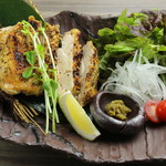 Grilled Awao chicken with mixed pepper
