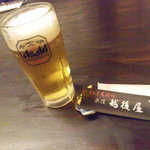 うなぎ屋酒坊・画荘 越後屋 - まずはビアーで乾杯！