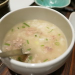 鳥みつ - 近江牛塩煮込みにご飯を入れて雑炊に