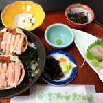 Resutoran Hamanaka - 香箱蟹丼とお刺身のセット
