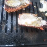 新島水産 - 伊勢海老頭焼いてます。