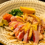 馳走飯屋 成佑 - 黒さつま鶏炙り¥800。コリコリで、甘ーい❤︎