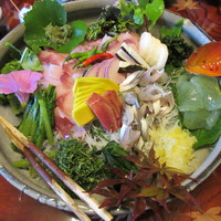飴源 - 鯉の洗いと鮎の背ごし