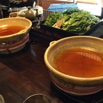 比良山荘 - お鍋が用意されました