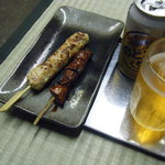 Kouji - レバーと長つくねとビール（発泡酒）