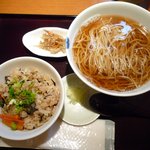 手打そば 尾沼 - ランチセット・かけと牡蠣ご飯