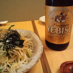 Miyagawa - エビスビールに野菜サラダ　