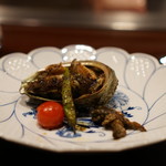 秋田牛鉄板焼 銀座五明 - えぞ鮑の鉄板焼き