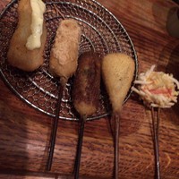 串揚げキッチン だん 十三店 - キス  餅 きなこ 砂糖醤油
                    カチョカバロ  爆弾