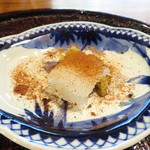 心根 - 造り　アオリイカ　フリーズドライ醤油　肝和え新米