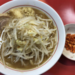 千里眼 - ラーメン 麺150g ヤサイ半分・ニンニク・ショウガ・アブラちょっとのカラアゲ別皿で 750円