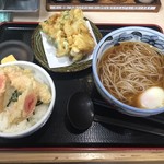 四谷 政吉 - たらこ天ミニ丼セット＋かき揚げ天＋温玉
      提供まま