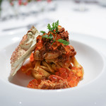 イル コラッツィエーレ - 香箱蟹まるごと1杯とイクラのトマトソース 手打ちタリアテッレ☆