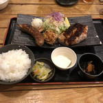 だいだいや - 肉盛り定食全景