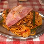 スパゲッティーのパンチョ - 海鮮ナポリタン並+野菜増し+厚切りベーコン