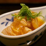 鳥田中 - 黄身醤油和え　これももちろんコースの一部