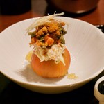 鳥田中 - アメーラトマトと香箱ガニの造り