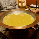 鳥田中 - 銅鍋　ワクワク♥　ようやく水炊きが始まりまふ♥