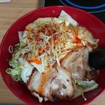 Fujiyama55 - 1810_Fujiyama55_Ramen J.LO Red@90,000Rp(らーめんJ郎RED)+Yasaimashi@8,000Rp(野菜マシ)