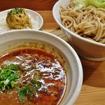 らーめん いつ樹 - 四季限定/海老味噌つけ麺+大盛り+限定/チャーシュー入りタルタルごはん