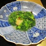 野嵯和 - まながつを に 蛤の出汁と 刻んだ菜花。　　　　　　2018.12.01