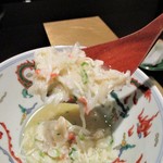 野嵯和 - 松葉蟹の雑炊。 松葉蟹がこんなに沢山使われています。　　　　　　2018.12.01