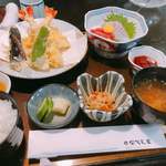 活魚 なべしま - 天ぷら刺身定食¥1550