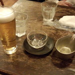 日常茶飯 - 日本酒（桃の滴愛山純米酒)(600円）＆ビール（ハイネケン)(600円）