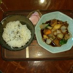 栄楽 - 酢豚ライス　スープ付き