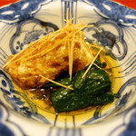 割烹 新多久 - 湯葉唐揚げ　白子餅粉揚げ