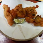 みこころや - 揚物（海老芋と平茸の雲丹衣揚げ）