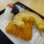 Tamoya - アジフライ･南瓜天ぷら･おにぎり梅