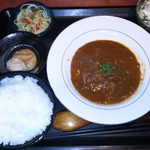 むちゃく - 本日の日替り  角切り豚肉のスパイストマト煮こみ
