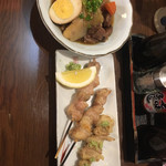 はなみず木楽食処 - 豚バラ肉と大根の旨煮 焼き鳥は塩とワサビで