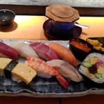 よし寿司 - Sランチ。茶碗蒸しと赤出汁つき。1350円税別