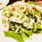 Caesar salad with sauce and salt