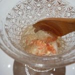 みえ田 - 蟹にコンソメジュレをかけたお料理・・切子の器が美しい。一品目としてはいいですね。 2011/09