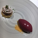 レヴォル - フランス産栗のモンブラン・カシスアイス モンブラン大好き、上品で美味しいです。カシスアイスも好きなんです。 あの甘酸っぱさがいい。シェフが作っているそうです。