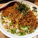 麺小屋 てち - 担担まぜそば 大(腹ぱんぱん) + とろ〜り半熟玉子