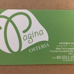 OSTERIA Pagina - お店のカード