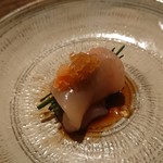 焼き鳥 とりら - 昆布締めムネ白レバーネギ巻き