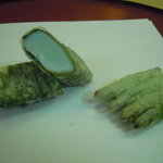 天ぷら 京星 - イカと百合の新芽