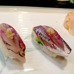 千代田鮨 - 松輪アジ。神奈川・三浦半島で獲れる近海もの。